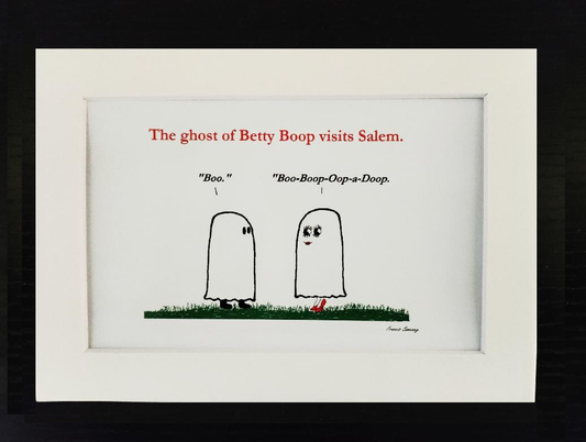 The ghost of Betty Boop visits Salem. "Boo." "Boo-Boop-Oop-a-Doop." Cartoon Print.
