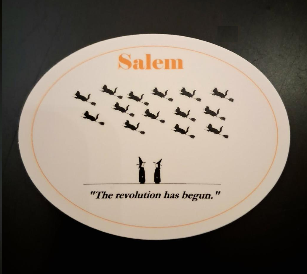 "The revolution has begun." Die cut vinyl sticker 2 1/2"H x 3 1/4" W