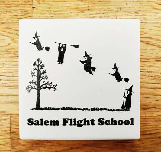 "Salem Flight School" Ceramic Coaster.