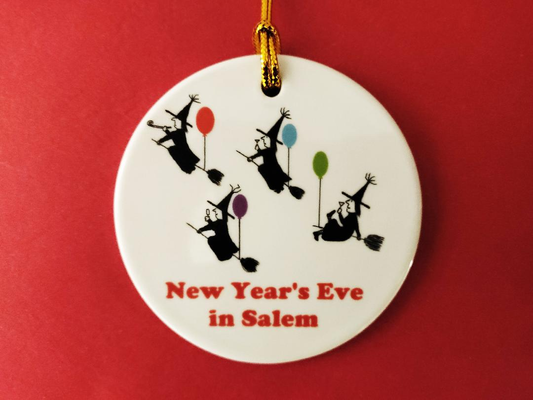 New Year's Eve in Salem. Ceramic Holiday Ornament.