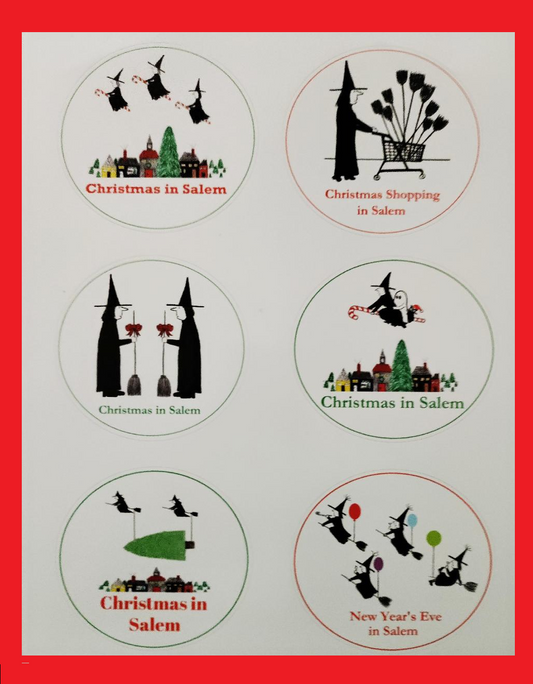 "Christmas in Salem" Sheet of 6 Vinyl Stickers.