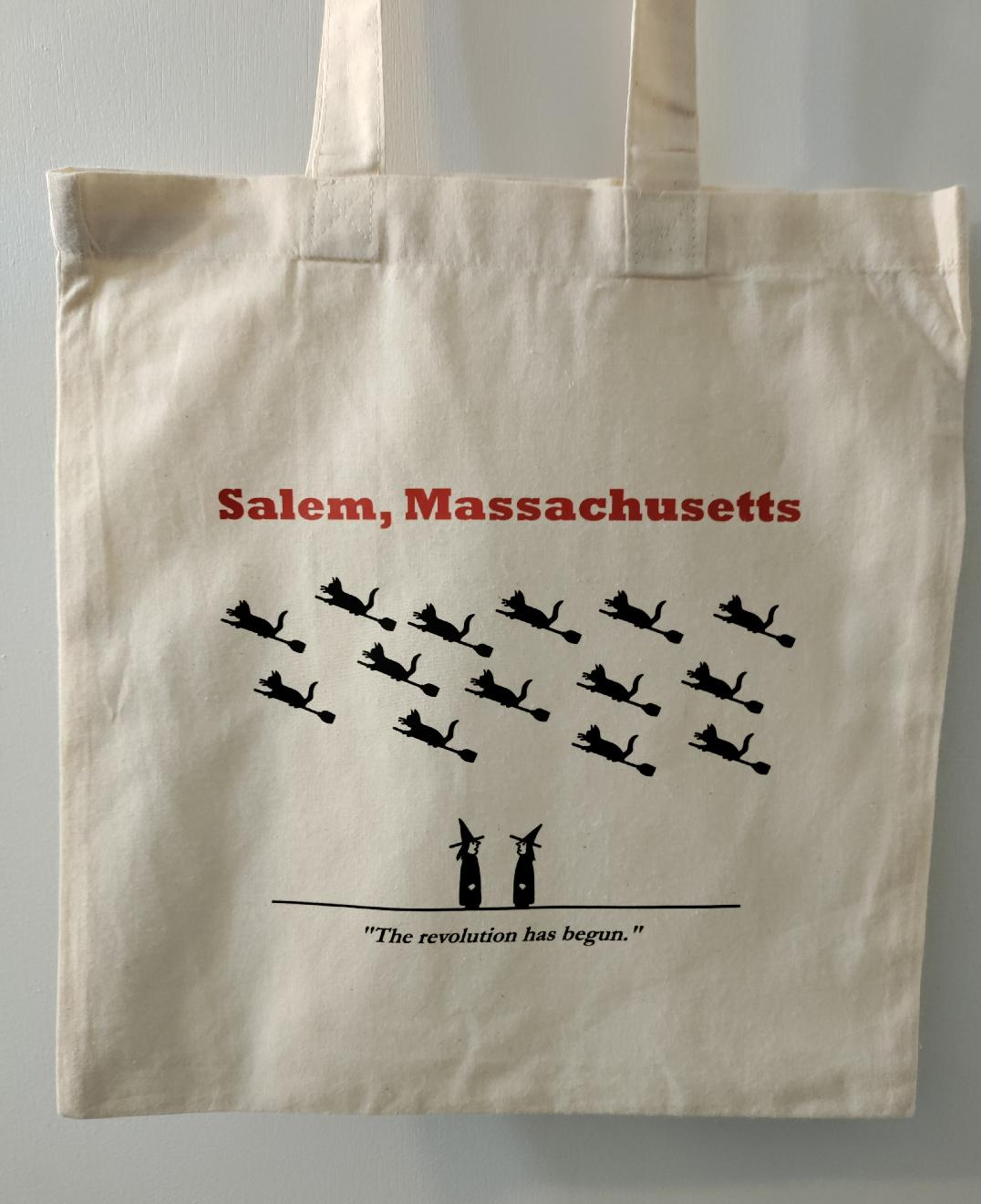 "The revolution has begun." Cotton sheeting natural tote bag.