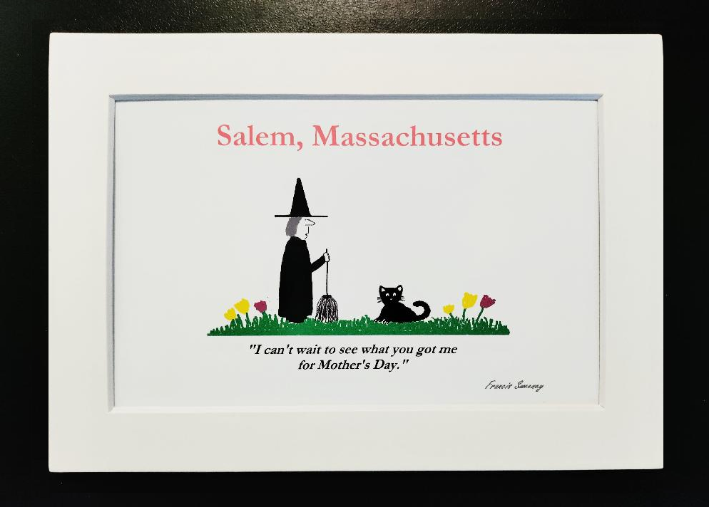 "I can't wait to see what you got me for Mother's Day." 5x7 White, Matted, Cartoon Print.